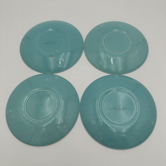 Vtg Steubenville Fairlane Blue Replacement Bread & Butter Plates Set/4 1950s - Picture 3 of 5